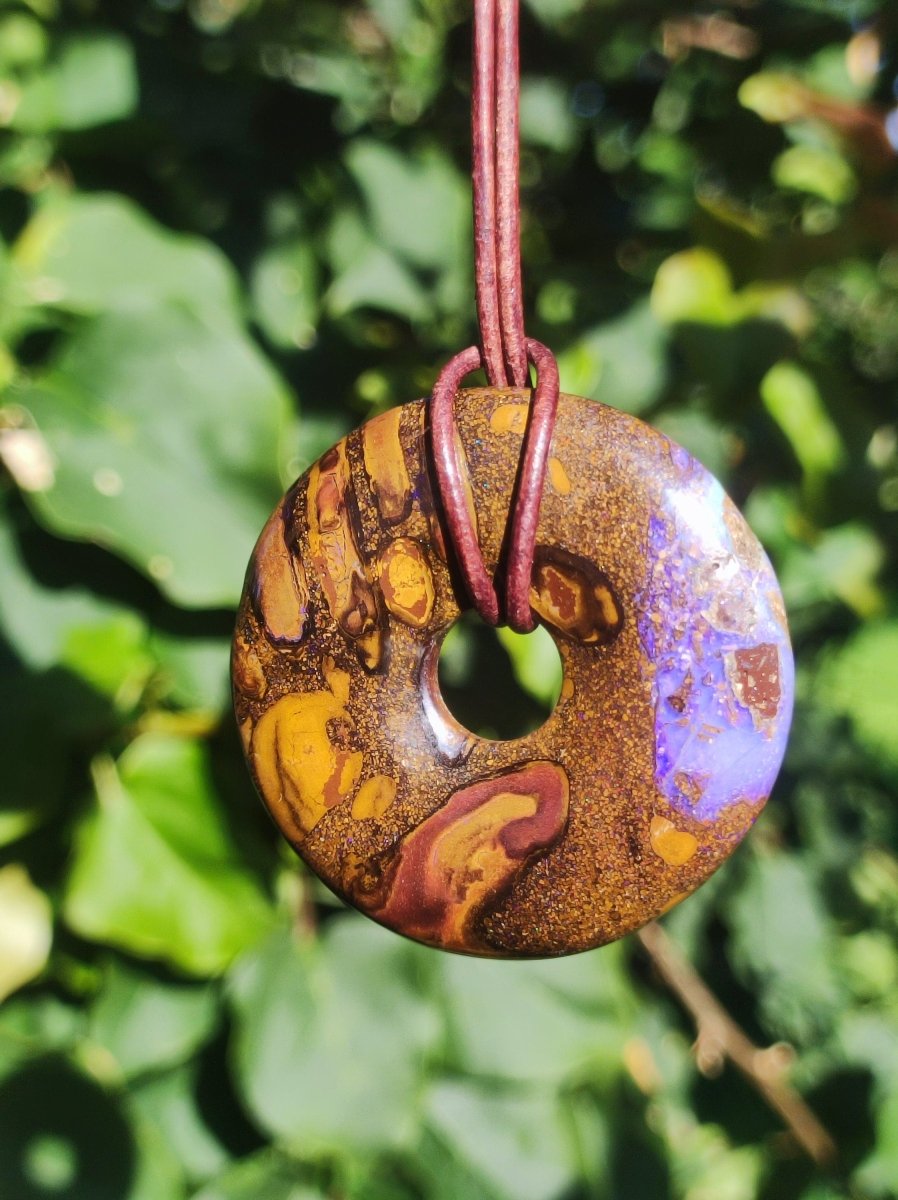 Boulder Opal AAA *Rarität* Sammlerstück Donut Kette Queenland Australien Goa Hippie Boho Schmuck Natürlich Schutzsymbol Heilstein Anhänger - Art of Nature Berlin