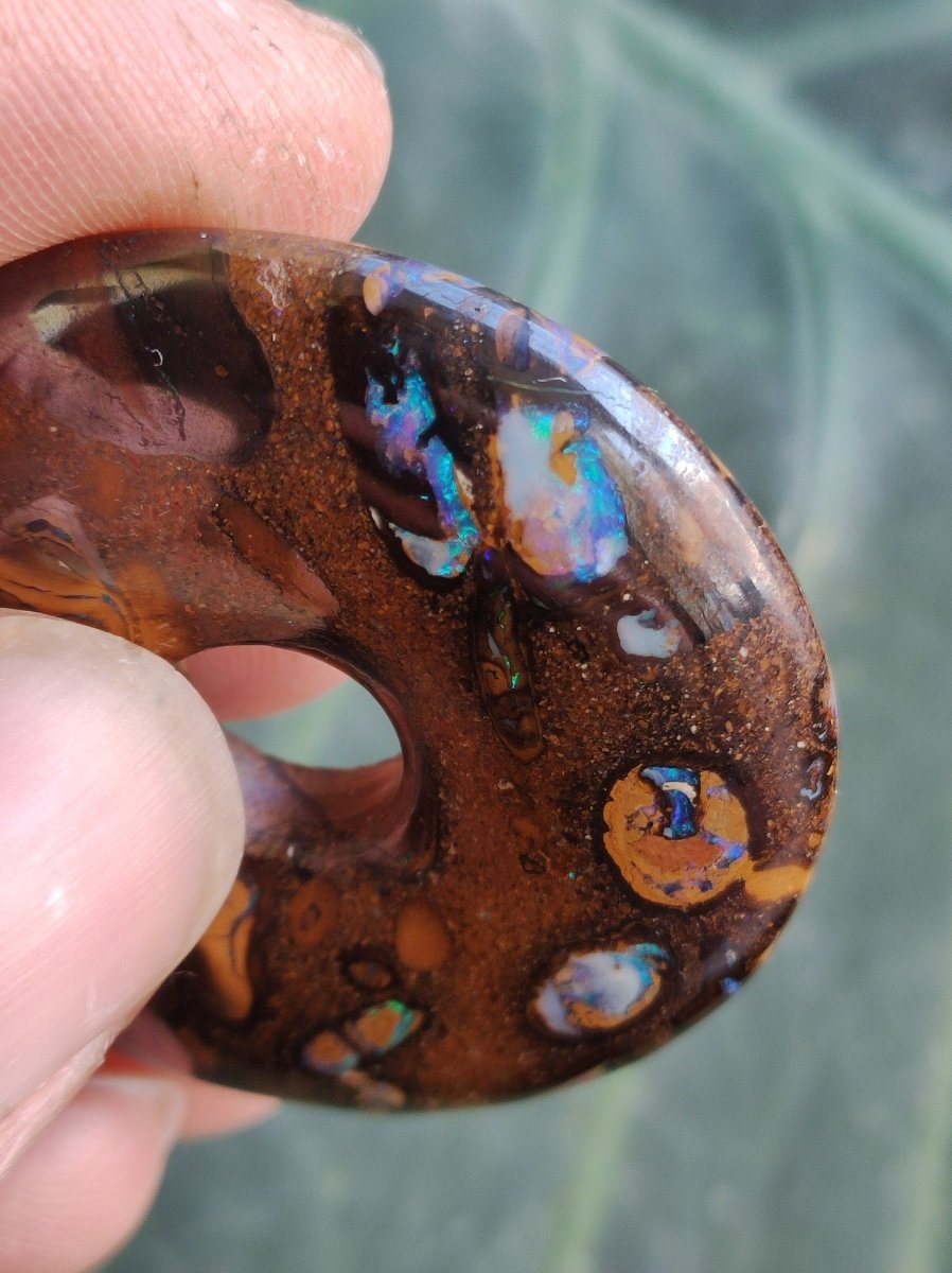 Boulder Opal AAA *Rarität* Sammlerstück Donut Kette Queenland Australien Goa Hippie Boho Schmuck Natürlich Schutzsymbol Heilstein Anhänger - Art of Nature Berlin