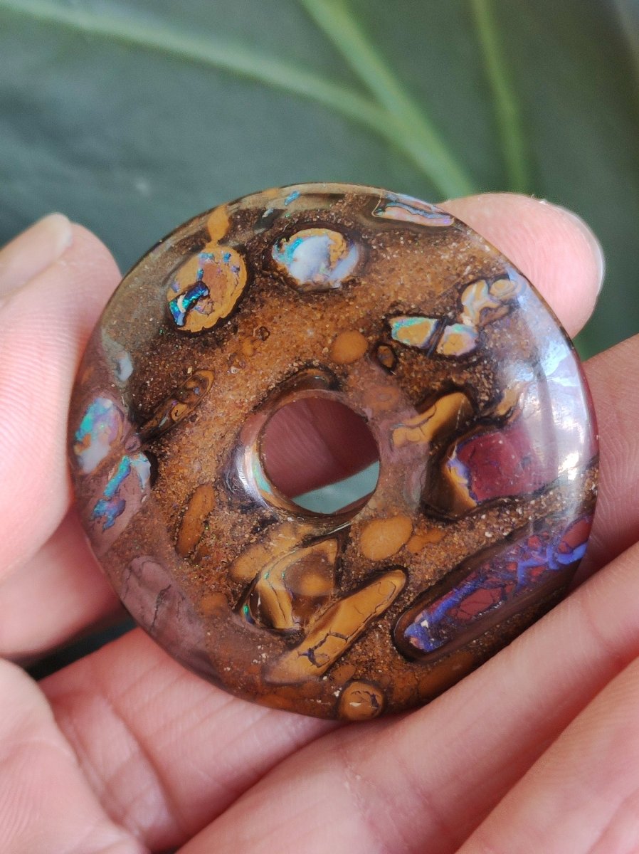 Boulder Opal AAA *Rarität* Sammlerstück Donut Kette Queenland Australien Goa Hippie Boho Schmuck Natürlich Schutzsymbol Heilstein Anhänger - Art of Nature Berlin
