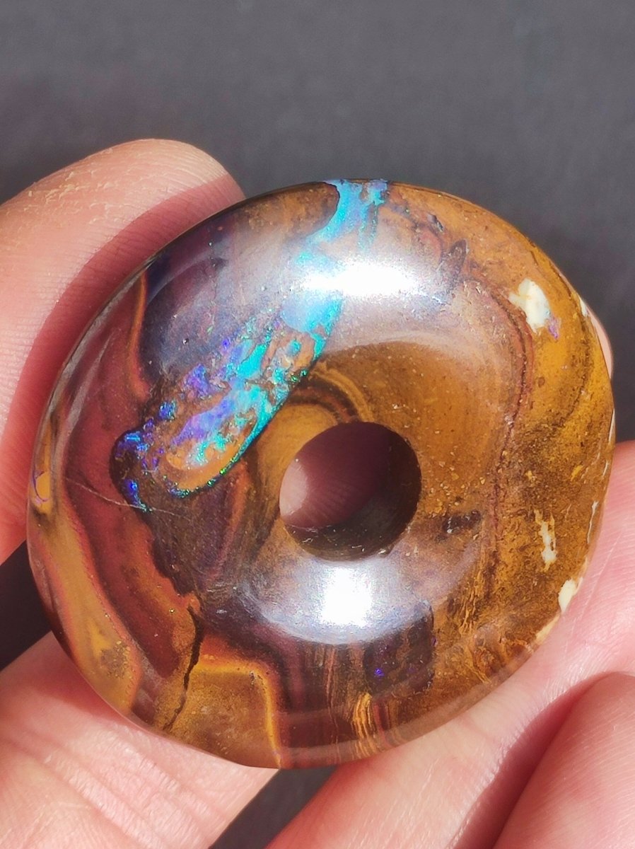 Boulder Opal AAA *Rarität* Sammlerstück Donut Kette Queenland Australien Goa Hippie Boho Schmuck Natürlich Schutzsymbol Heilstein Anhänger - Art of Nature Berlin