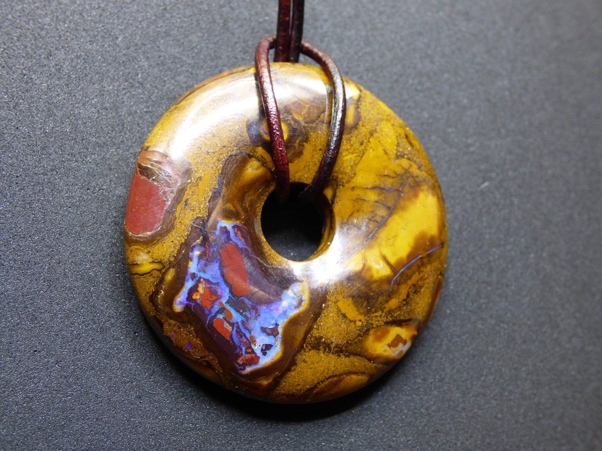 Boulder Opal AAA *Rarität* Sammlerstück Donut Kette Queenland Australien Goa Hippie Boho Schmuck Natürlich Schutzsymbol Heilstein Anhänger - Art of Nature Berlin