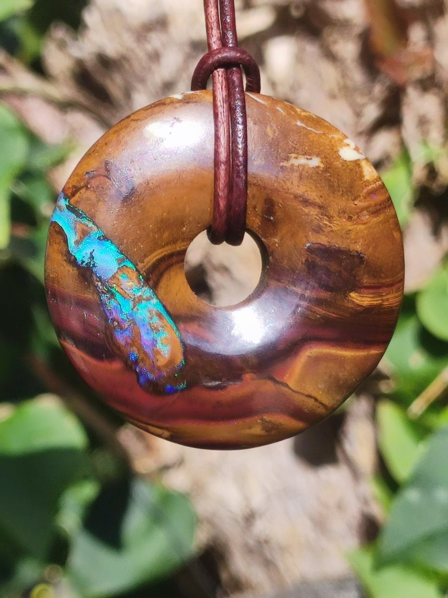 Boulder Opal AAA *Rarität* Sammlerstück Donut Kette Queenland Australien Goa Hippie Boho Schmuck Natürlich Schutzsymbol Heilstein Anhänger - Art of Nature Berlin