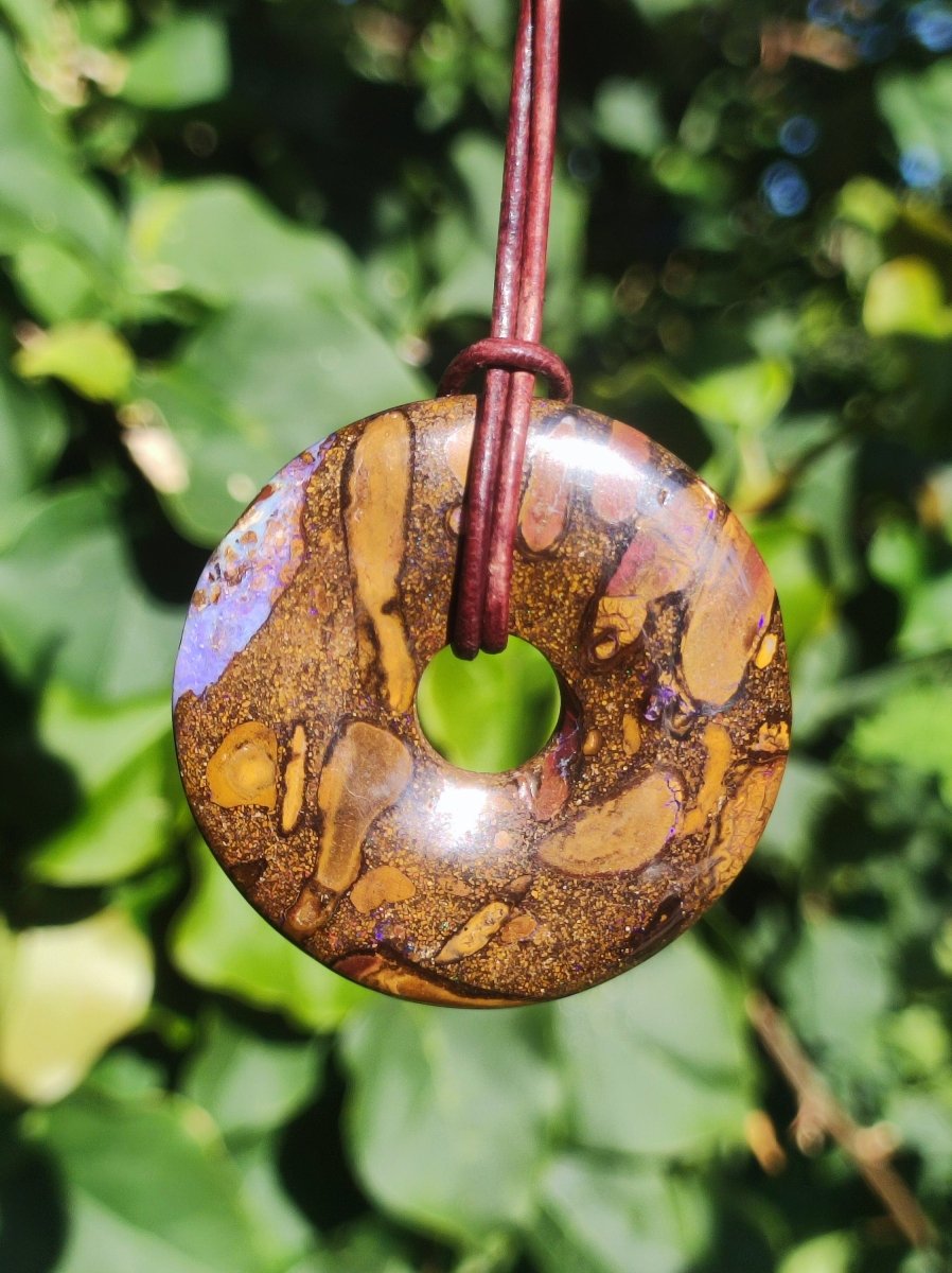 Boulder Opal AAA *Rarität* Sammlerstück Donut Kette Queenland Australien Goa Hippie Boho Schmuck Natürlich Schutzsymbol Heilstein Anhänger - Art of Nature Berlin