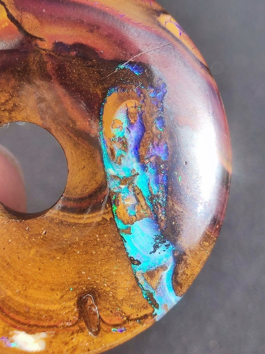 Boulder Opal AAA *Rarität* Sammlerstück Donut Kette Queenland Australien Goa Hippie Boho Schmuck Natürlich Schutzsymbol Heilstein Anhänger - Art of Nature Berlin