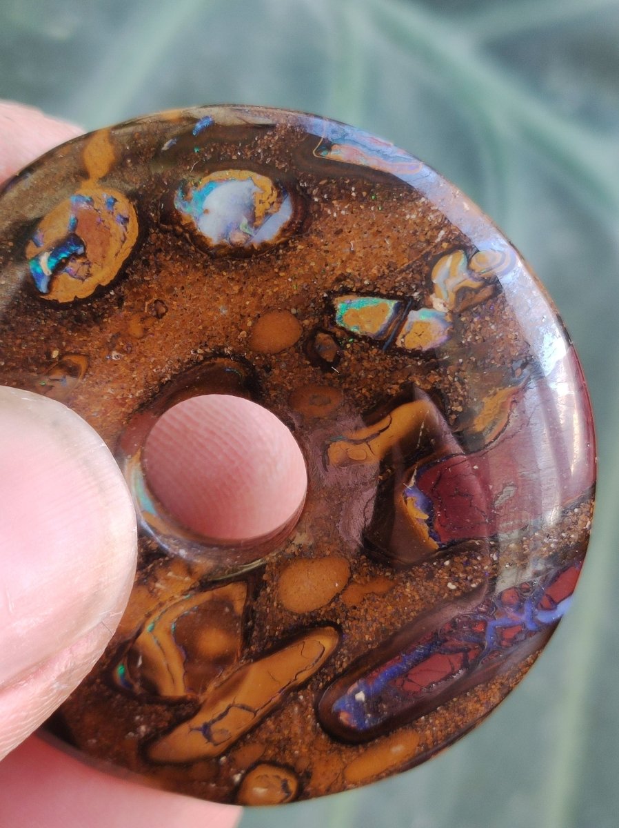 Boulder Opal AAA *Rarität* Sammlerstück Donut Kette Queenland Australien Goa Hippie Boho Schmuck Natürlich Schutzsymbol Heilstein Anhänger - Art of Nature Berlin