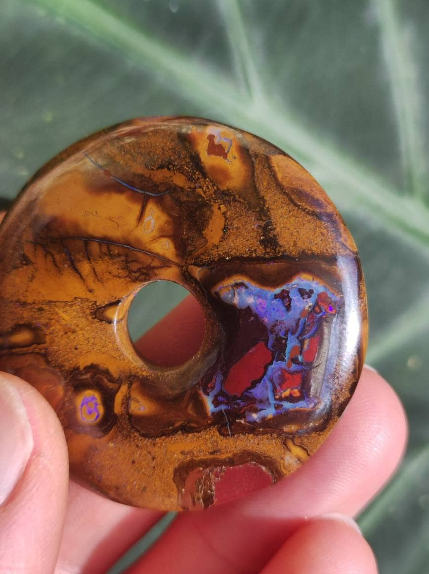 Boulder Opal AAA *Rarität* Sammlerstück Donut Kette Queenland Australien Goa Hippie Boho Schmuck Natürlich Schutzsymbol Heilstein Anhänger - Art of Nature Berlin