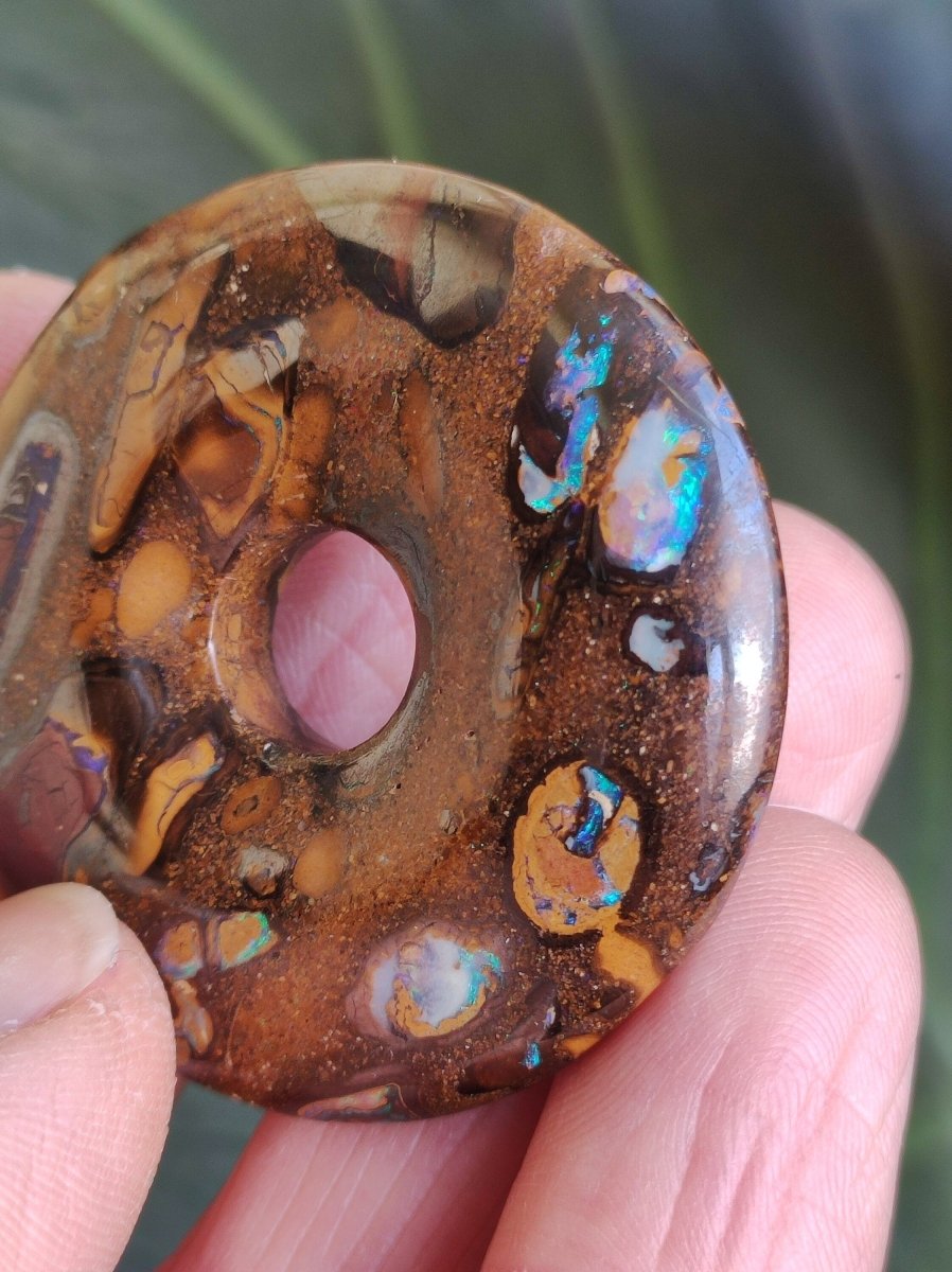 Boulder Opal AAA *Rarität* Sammlerstück Donut Kette Queenland Australien Goa Hippie Boho Schmuck Natürlich Schutzsymbol Heilstein Anhänger - Art of Nature Berlin