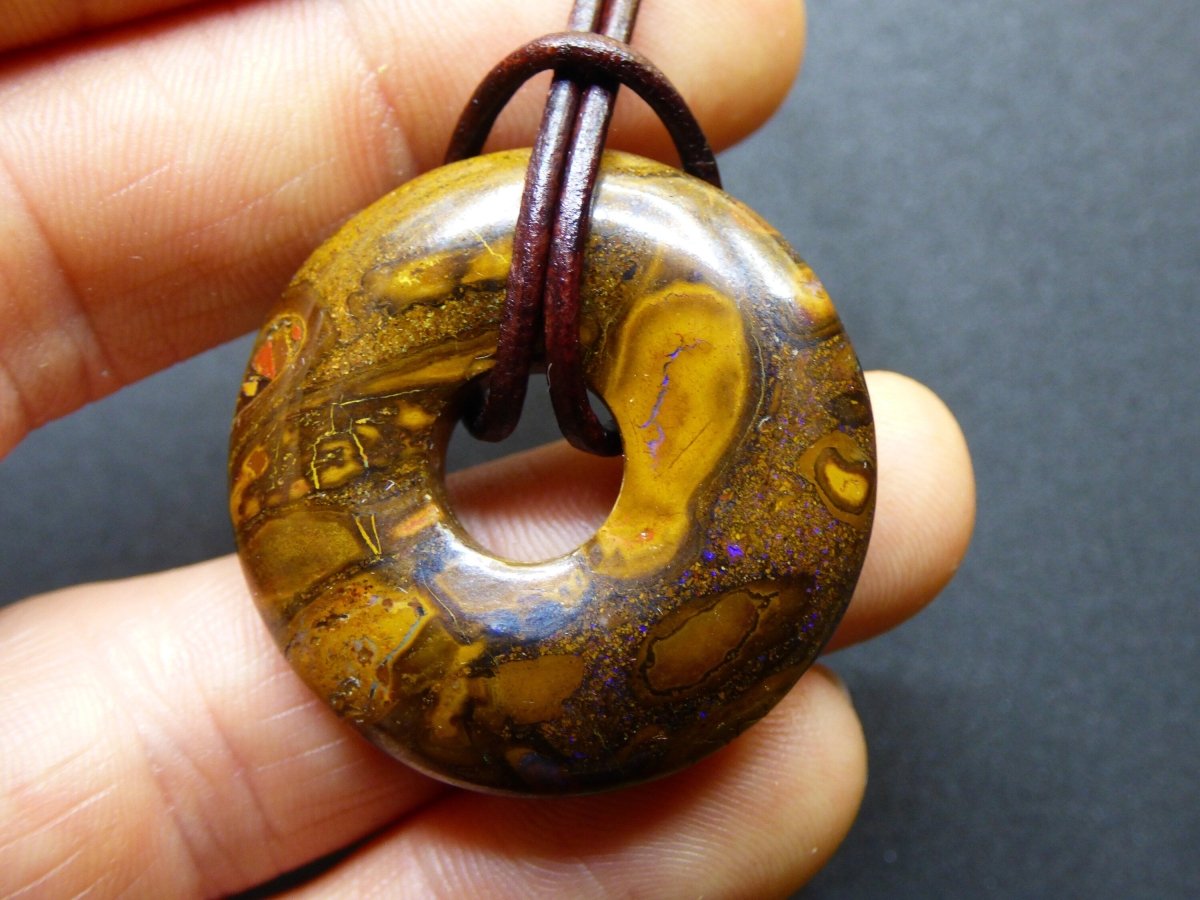 Boulder Opal AAA *Rarität* Sammlerstück Donut Kette Queenland Australien Goa Hippie Boho Schmuck Natürlich Schutzsymbol Heilstein Anhänger - Art of Nature Berlin