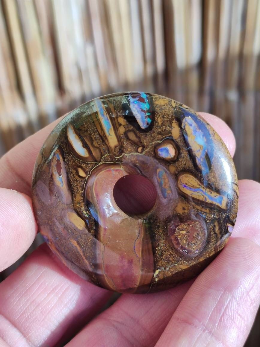 Boulder Opal AAA *Rarität* Sammlerstück Donut Kette Queenland Australien Goa Hippie Boho Schmuck Natürlich Schutzsymbol Heilstein Anhänger - Art of Nature Berlin