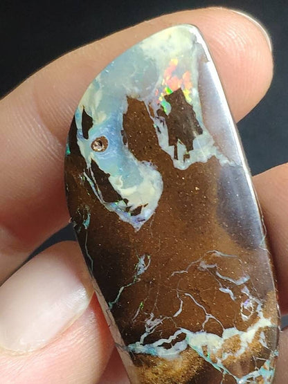 Boulder Opal Fisch :D inkl. 925 Silberöse ~ Edelstein Kette ~HIPPIE ~GOA ~Boho ~Ethno ~Nature ~Heilstein ~Rarität ~Selten ~Flash - Art of Nature Berlin