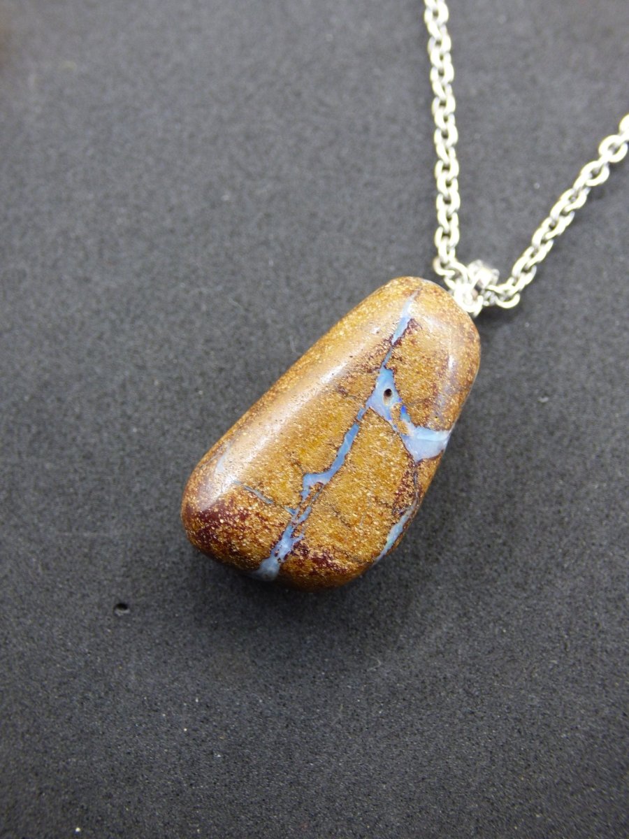 Boulder Opal inkl. 925 Silberöse ~ Edelstein Kette ~HIPPIE ~GOA ~Boho ~Ethno ~Nature ~Heilstein ~Rarität ~Selten ~Flash - Art of Nature Berlin