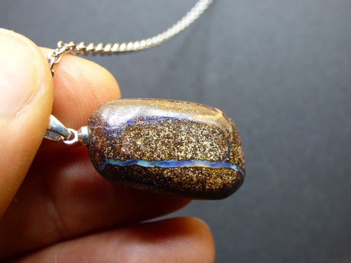 Boulder Opal inkl. 925 Silberöse ~ Edelstein Kette ~HIPPIE ~GOA ~Boho ~Ethno ~Nature ~Heilstein ~Rarität ~Selten ~Flash - Art of Nature Berlin