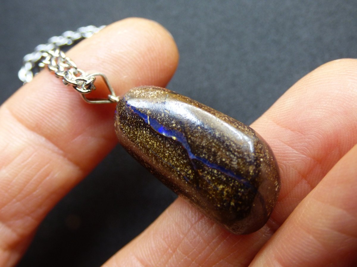 Boulder Opal inkl. 925 Silberöse ~ Edelstein Kette ~HIPPIE ~GOA ~Boho ~Ethno ~Nature ~Heilstein ~Rarität ~Selten ~Flash - Art of Nature Berlin