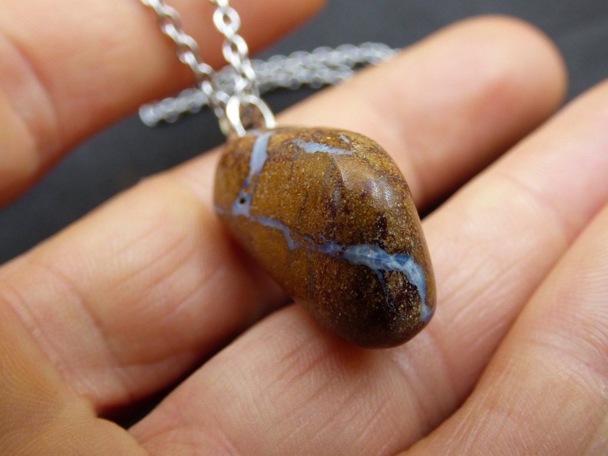 Boulder Opal inkl. 925 Silberöse ~ Edelstein Kette ~HIPPIE ~GOA ~Boho ~Ethno ~Nature ~Heilstein ~Rarität ~Selten ~Flash - Art of Nature Berlin