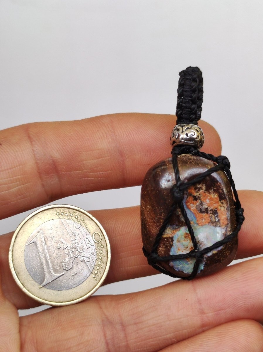 Boulder Opal ~ Makramee Edelstein Kette ~HIPPIE ~GOA ~Boho ~Ethno ~Nature ~Heilstein ~Flash ~Opalisierend ~Boulderopal ~Queensland - Art of Nature Berlin