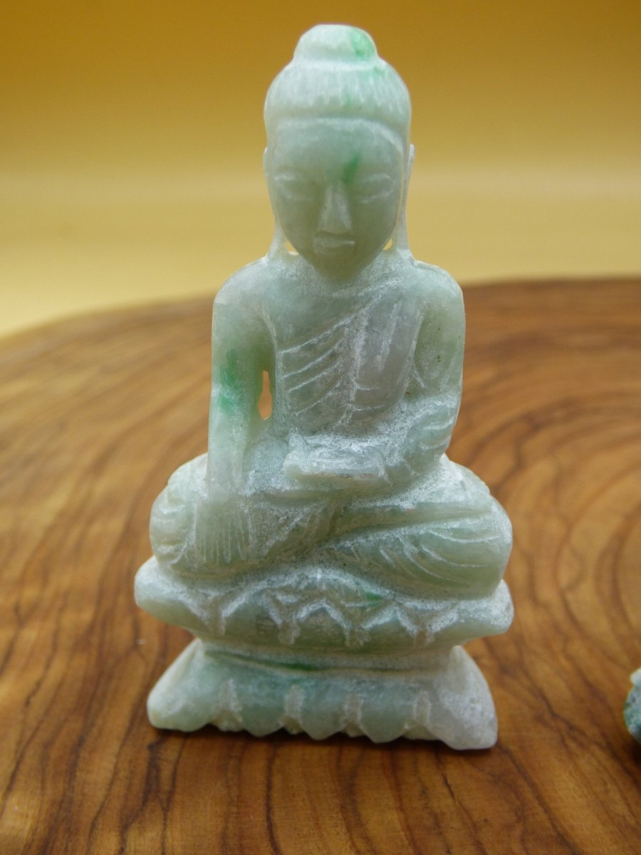 Buddha ~ Jade (Burma) Mönch Meditation Figur ~ Magisch Edelstein & Deko Crystal Meditation HIPPIE GOA Boho Ethno Heilstein - Art of Nature Berlin