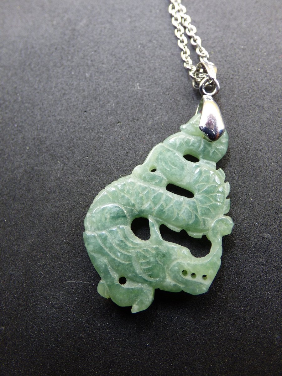 Burma Jade A Qualität Drache *Rarität* Edelstein Kette HIPPIE Boho Ethno Natur Heilstein Rarität Kristall Schmuck Anhänger Natur Kraft Stein - Art of Nature Berlin