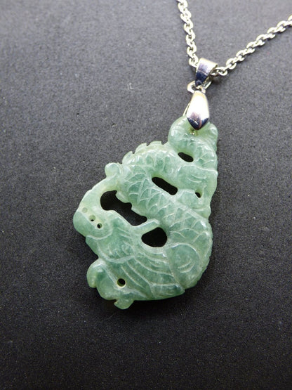 Burma Jade A Qualität Drache *Rarität* Edelstein Kette HIPPIE Boho Ethno Natur Heilstein Rarität Kristall Schmuck Anhänger Natur Kraft Stein - Art of Nature Berlin