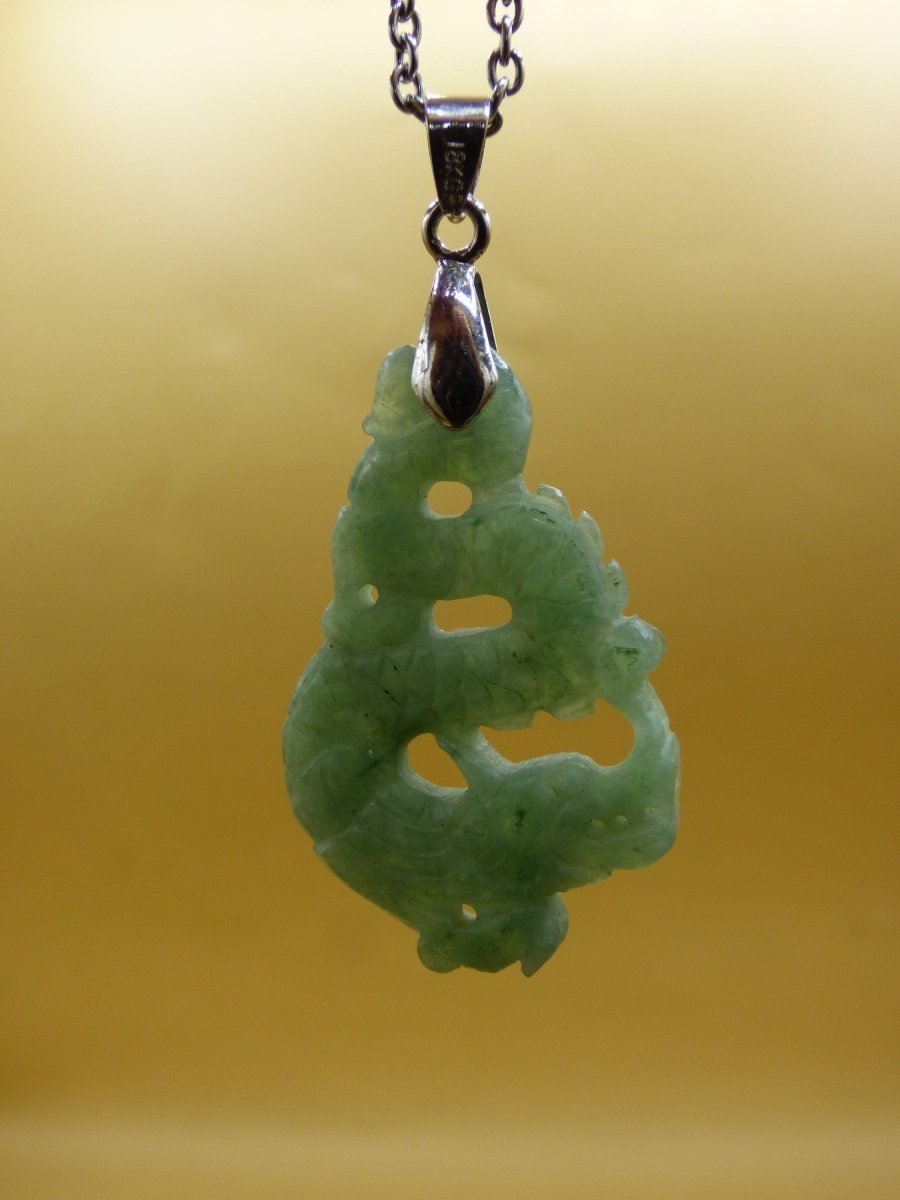 Burma Jade A Qualität Drache *Rarität* Edelstein Kette HIPPIE Boho Ethno Natur Heilstein Rarität Kristall Schmuck Anhänger Natur Kraft Stein - Art of Nature Berlin