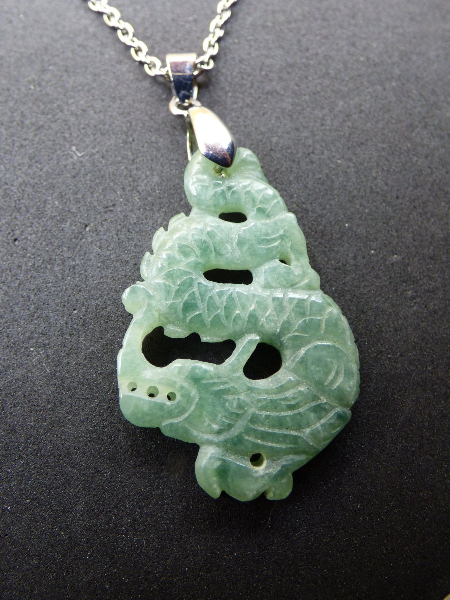 Burma Jade A Qualität Drache *Rarität* Edelstein Kette HIPPIE Boho Ethno Natur Heilstein Rarität Kristall Schmuck Anhänger Natur Kraft Stein - Art of Nature Berlin