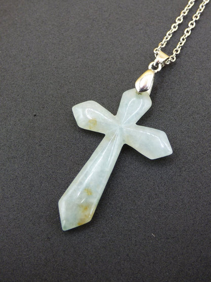 Burma Jade A Qualität Kreuz *Rarität* ~ Edelstein Kette HIPPIE Boho Ethno Natur Heilstein Rarität Kristalle Natur Kraft Stein Geschenk grün - Art of Nature Berlin