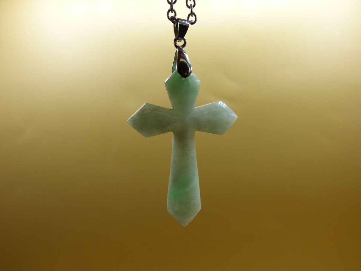 Burma Jade A Qualität Kreuz *Rarität* Edelstein Kette HIPPIE Boho Ethno Natur Heilstein Rarität Kristalle Schmuck Anhänger Natur Kraft Stein - Art of Nature Berlin