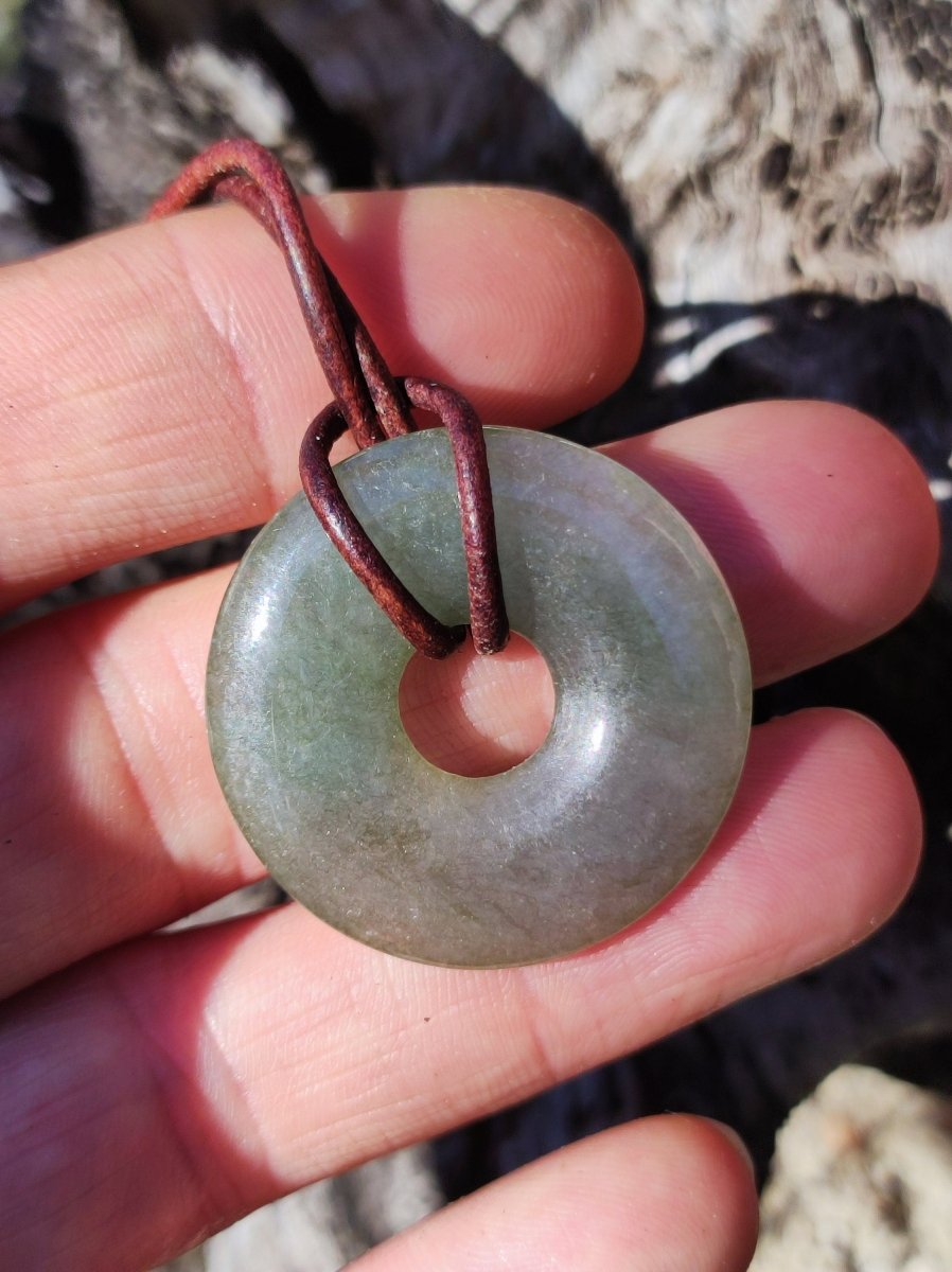 Burma Jade Donut *Rarität* ~ Edelstein Kette ~HIPPIE ~GOA ~Boho ~Tibet ~Ethno ~Nature ~Donut ~Schutzsymbol ~Heilstein - Art of Nature Berlin