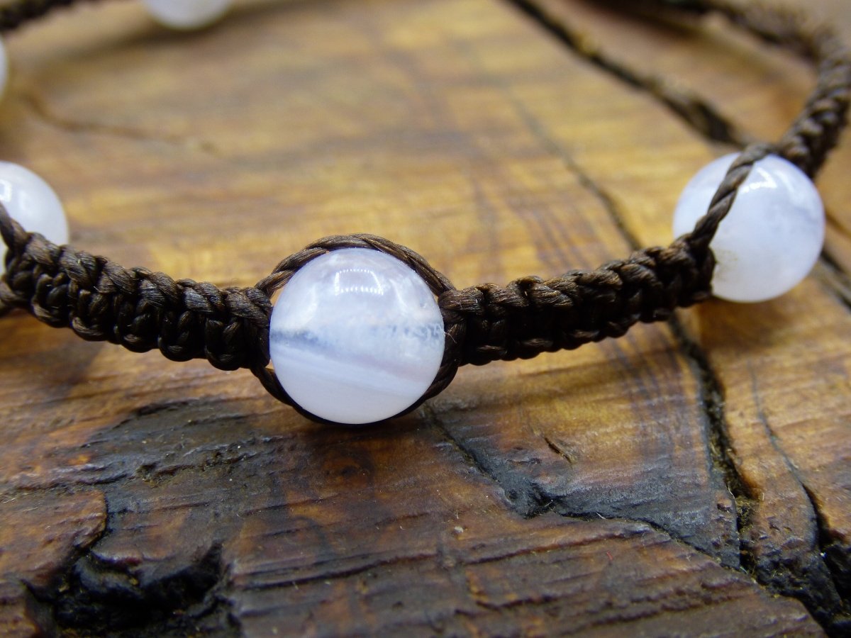 Chalcedon blau ~ Edelstein Makramee Armband ~ GOA ~ Hippie ~Boho ~Ethno ~Indie ~Nature ~Heilstein - Art of Nature Berlin