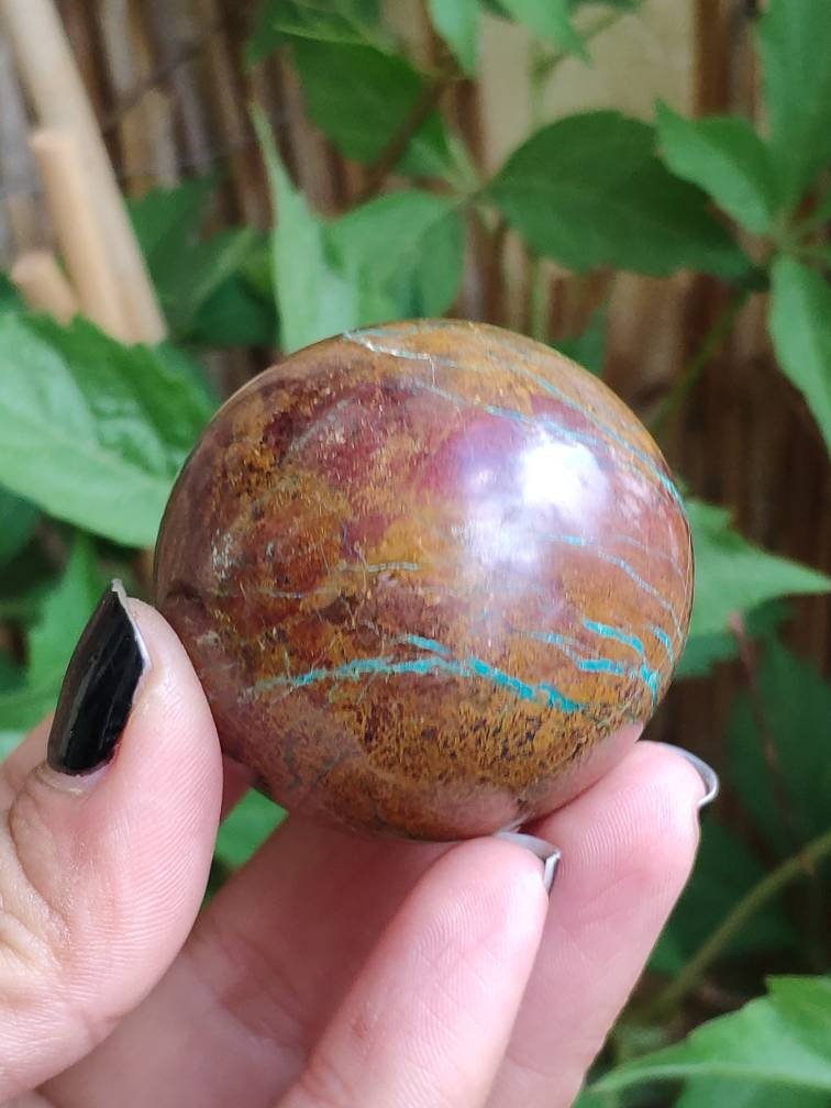 Chrysocoll AAA Sphere ~ Magische Edelstein Kugel Massage & Deko Crystal Meditation Heilstein Rarität Sammler Mineral buy Rund Chrysokolla Boho