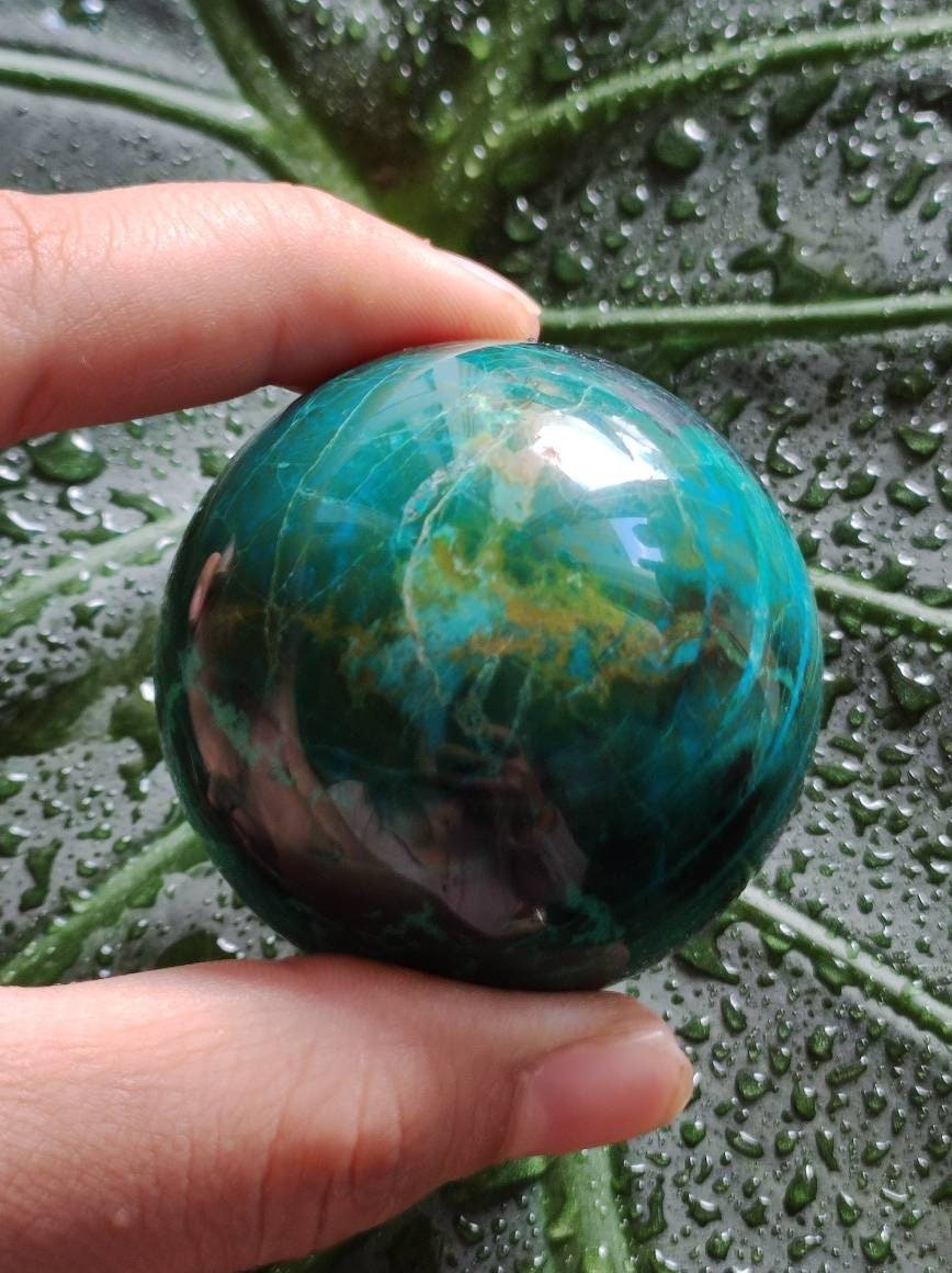 Chrysocoll AAA Sphere ~ Magische Edelstein Kugel Massage & Deko Crystal Meditation Heilstein Rarität Sammler Mineral Rund Chrysokolla Boho - Art of Nature Berlin