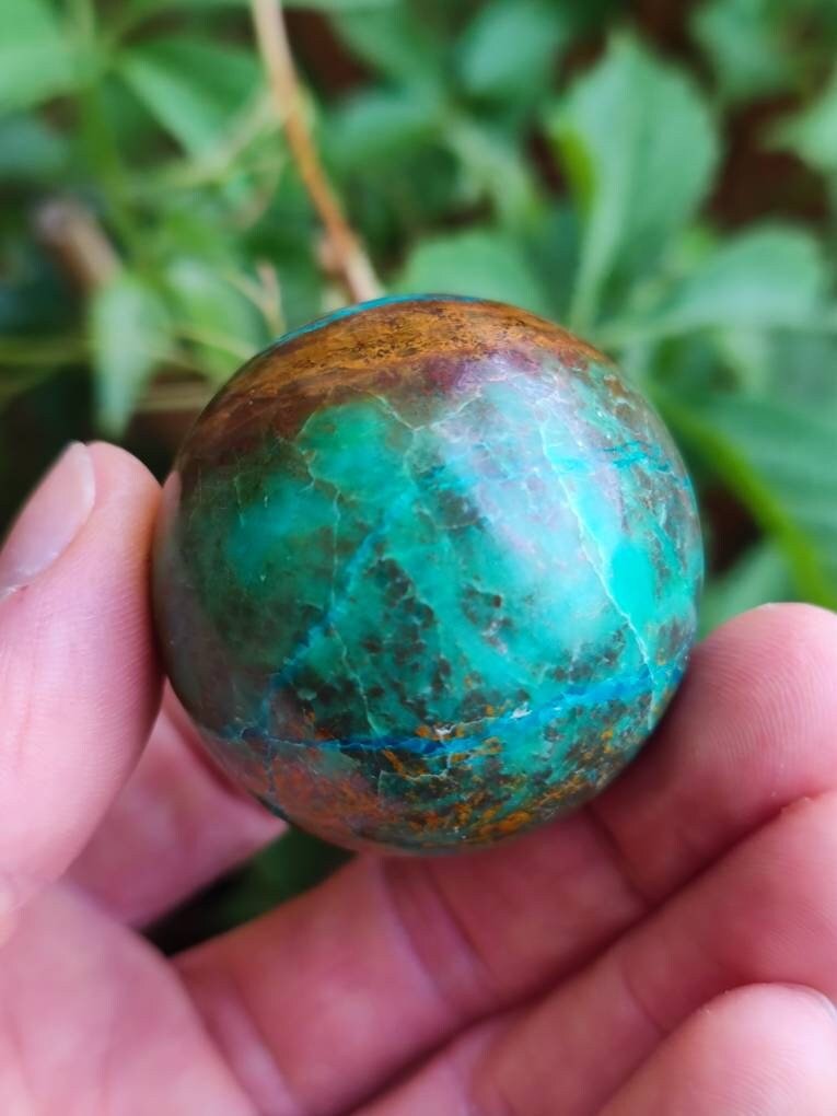 Chrysocoll AAA Sphere ~ Magische Edelstein Kugel Massage & Deko Crystal Meditation Heilstein Rarität Sammler Mineral Rund Chrysokolla Boho - Art of Nature Berlin