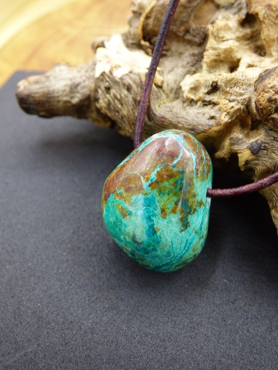 Chrysocoll Chrysokoll Chrysocolla Edelstein Kette blau Natur HIPPIE GOA Boho Ethno Heilstein Kristalle Schmuck Anhänger Mann Frau Geschenk - Art of Nature Berlin