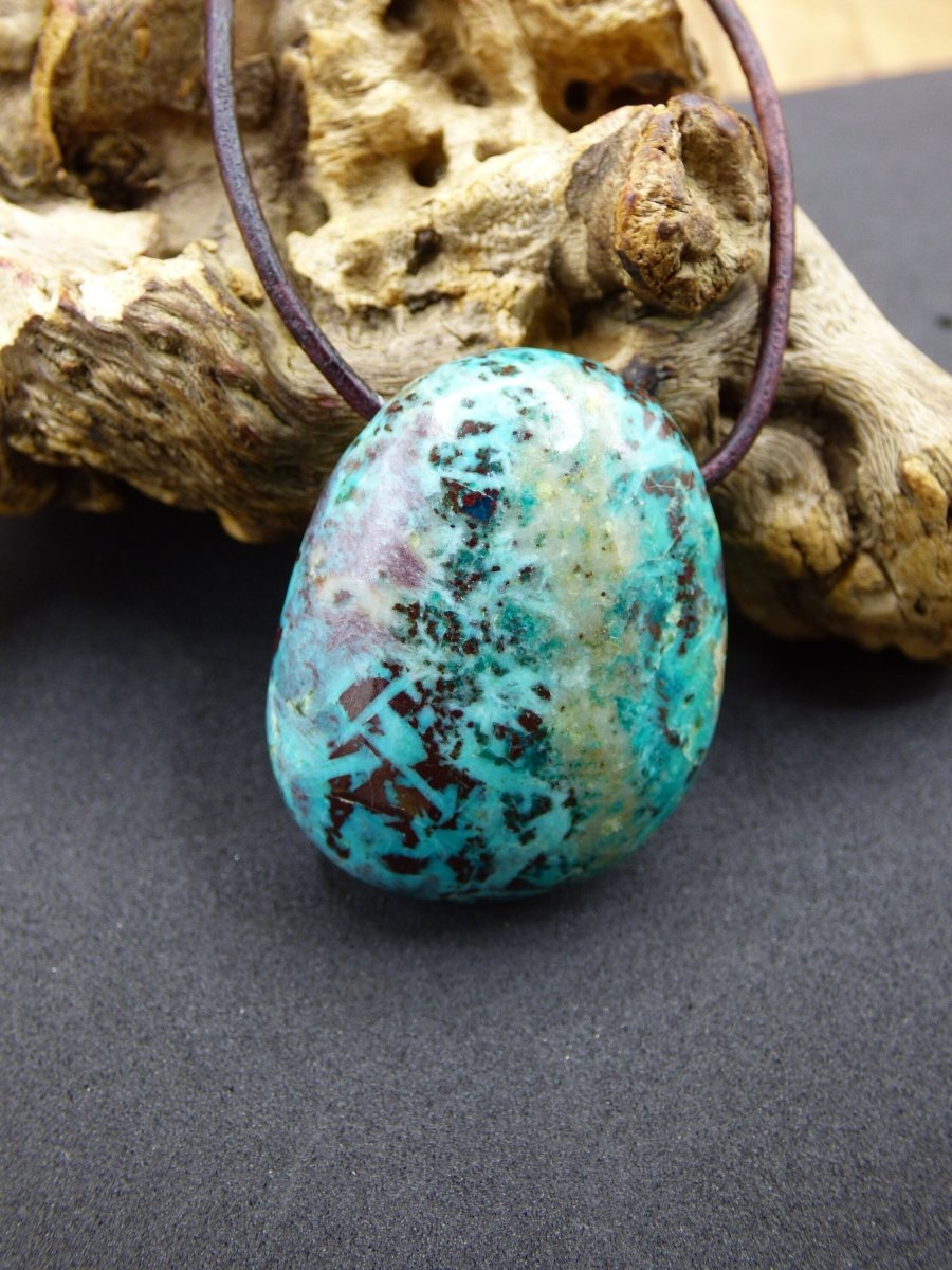 Chrysocoll Chrysokoll Chrysocolla Edelstein Kette blau Natur HIPPIE GOA Boho Ethno Heilstein Kristalle Schmuck Anhänger Mann Frau Geschenk - Art of Nature Berlin