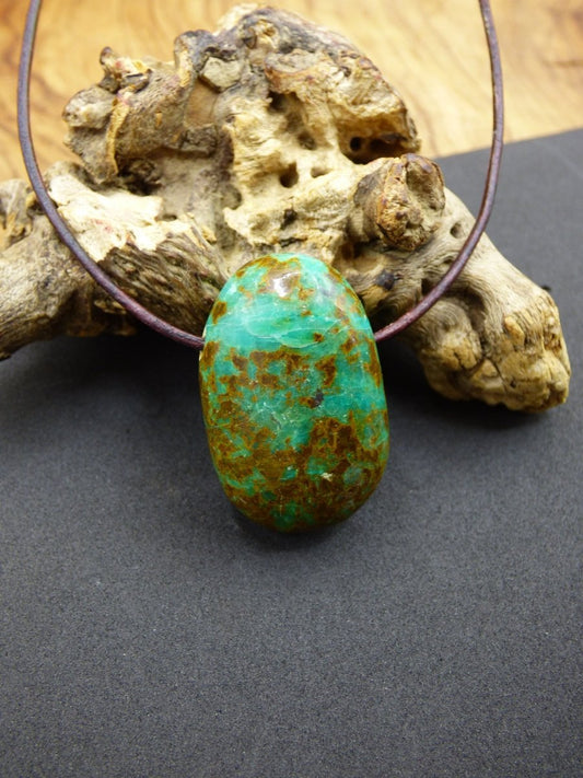 Chrysocoll Chrysokoll Chrysocolla Edelstein Kette blau Natur HIPPIE GOA Boho Ethno Heilstein Kristalle Schmuck Anhänger Mann Frau Geschenk - Art of Nature Berlin