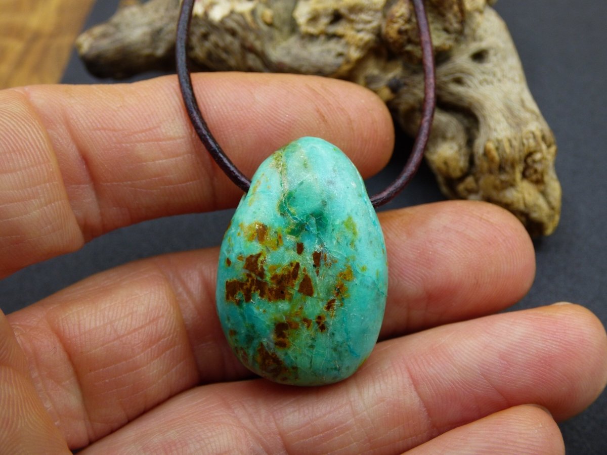 Chrysocoll Chrysokoll Chrysocolla Edelstein Kette blau Natur HIPPIE GOA Boho Ethno Heilstein Kristalle Schmuck Anhänger Mann Frau Geschenk - Art of Nature Berlin