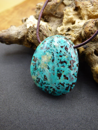 Chrysocoll Chrysokoll Chrysocolla Edelstein Kette blau Natur HIPPIE GOA Boho Ethno Heilstein Kristalle Schmuck Anhänger Mann Frau Geschenk - Art of Nature Berlin