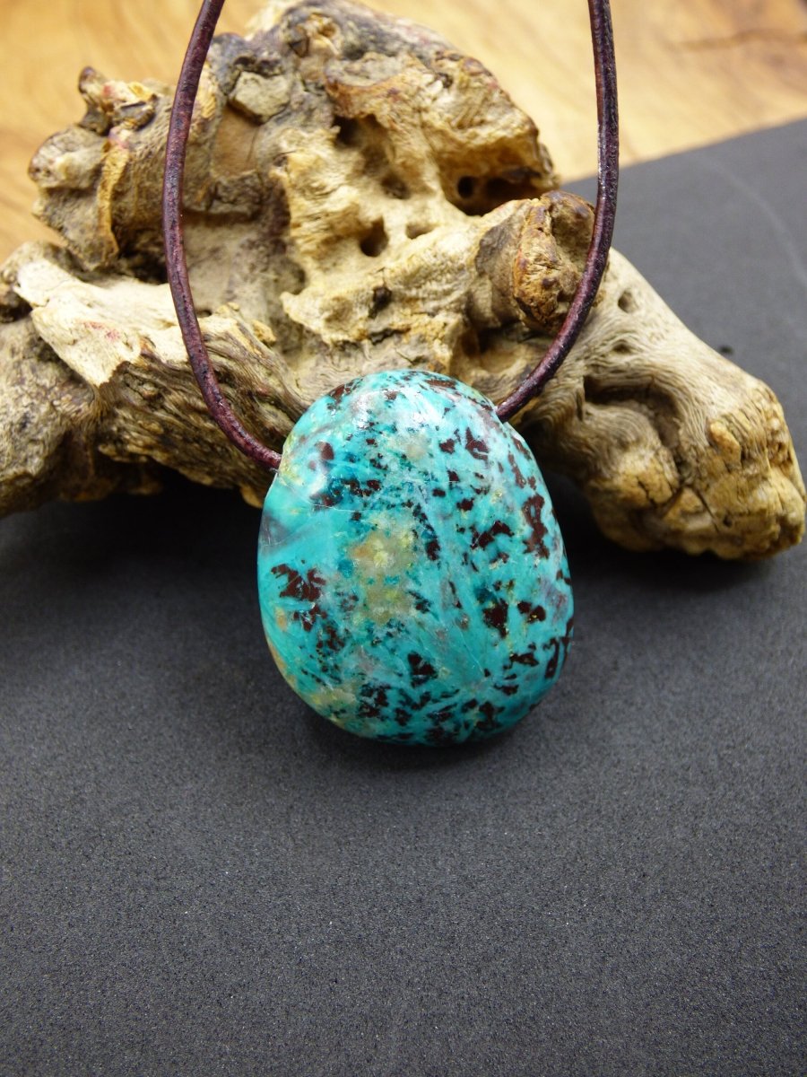 Chrysocoll Chrysokoll Chrysocolla Edelstein Kette blau Natur HIPPIE GOA Boho Ethno Heilstein Kristalle Schmuck Anhänger Mann Frau Geschenk - Art of Nature Berlin