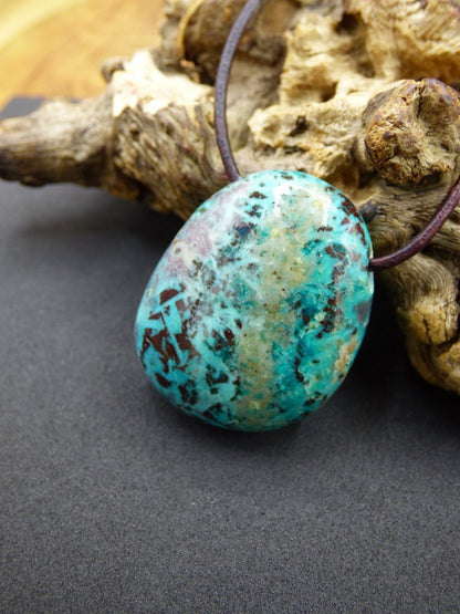 Chrysocoll Chrysokoll Chrysocolla Edelstein Kette blau Natur HIPPIE GOA Boho Ethno Heilstein Kristalle Schmuck Anhänger Mann Frau Geschenk - Art of Nature Berlin