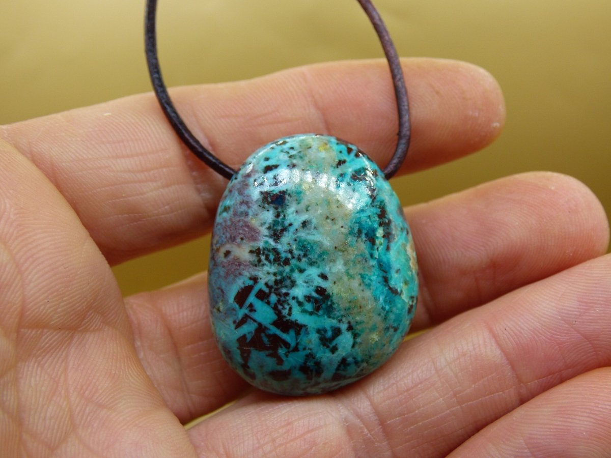 Chrysocoll Chrysokoll Chrysocolla Edelstein Kette blau Natur HIPPIE GOA Boho Ethno Heilstein Kristalle Schmuck Anhänger Mann Frau Geschenk - Art of Nature Berlin