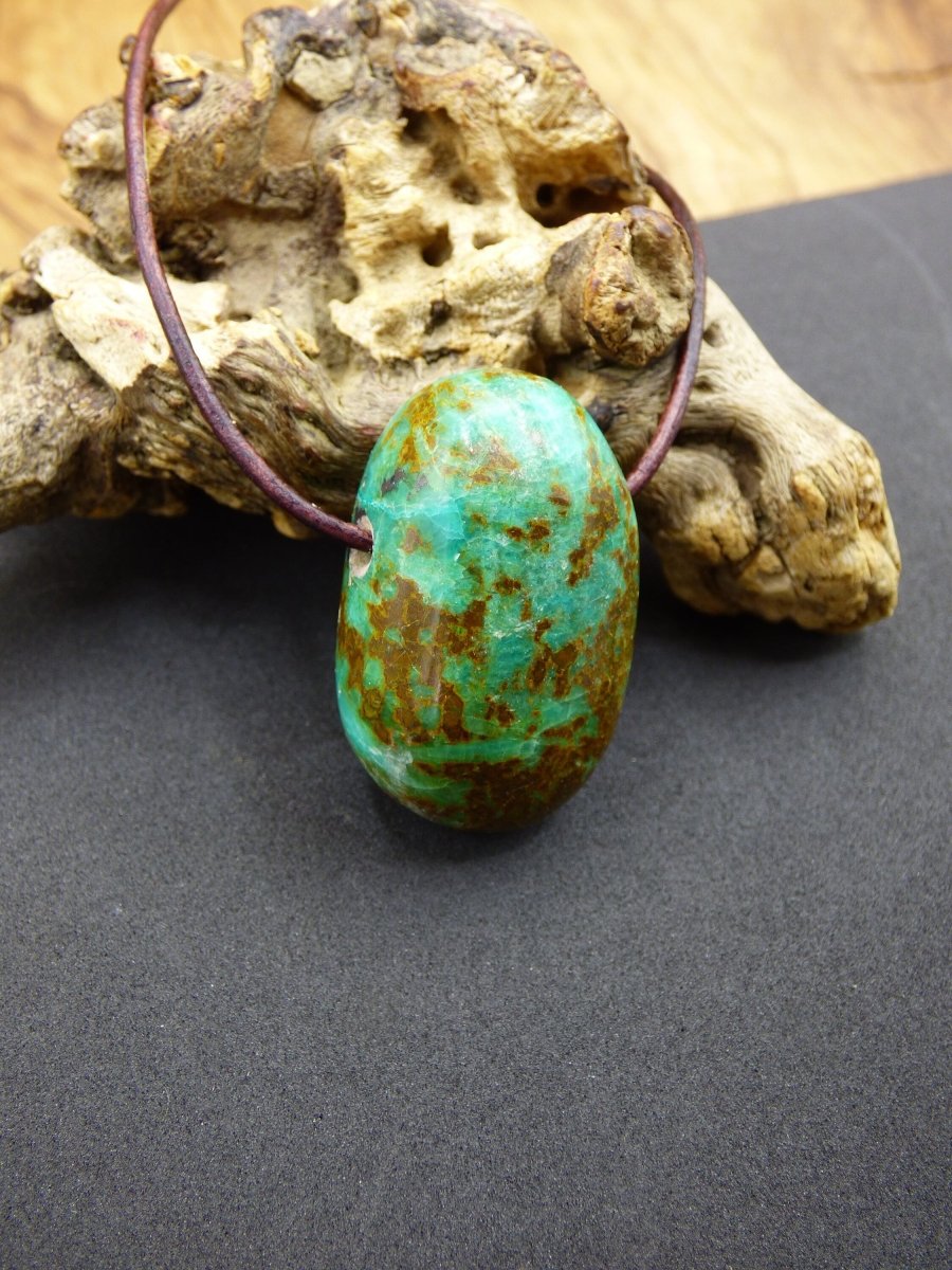 Chrysocoll Chrysokoll Chrysocolla Edelstein Kette blau Natur HIPPIE GOA Boho Ethno Heilstein Kristalle Schmuck Anhänger Mann Frau Geschenk - Art of Nature Berlin