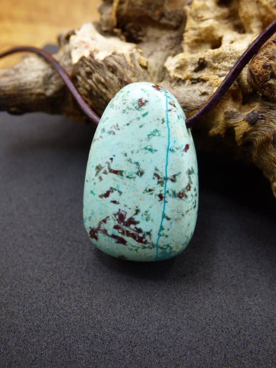 Chrysocoll Chrysokoll Chrysocolla Edelstein Kette blau Natur HIPPIE GOA Boho Ethno Heilstein Kristalle Schmuck Anhänger Mann Frau Geschenk - Art of Nature Berlin