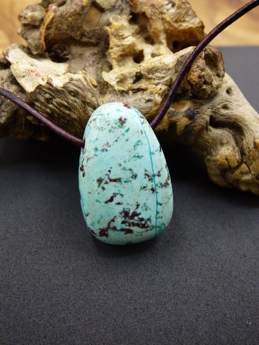 Chrysocoll Chrysokoll Chrysocolla Edelstein Kette blau Natur HIPPIE GOA Boho Ethno Heilstein Kristalle Schmuck Anhänger Mann Frau Geschenk - Art of Nature Berlin