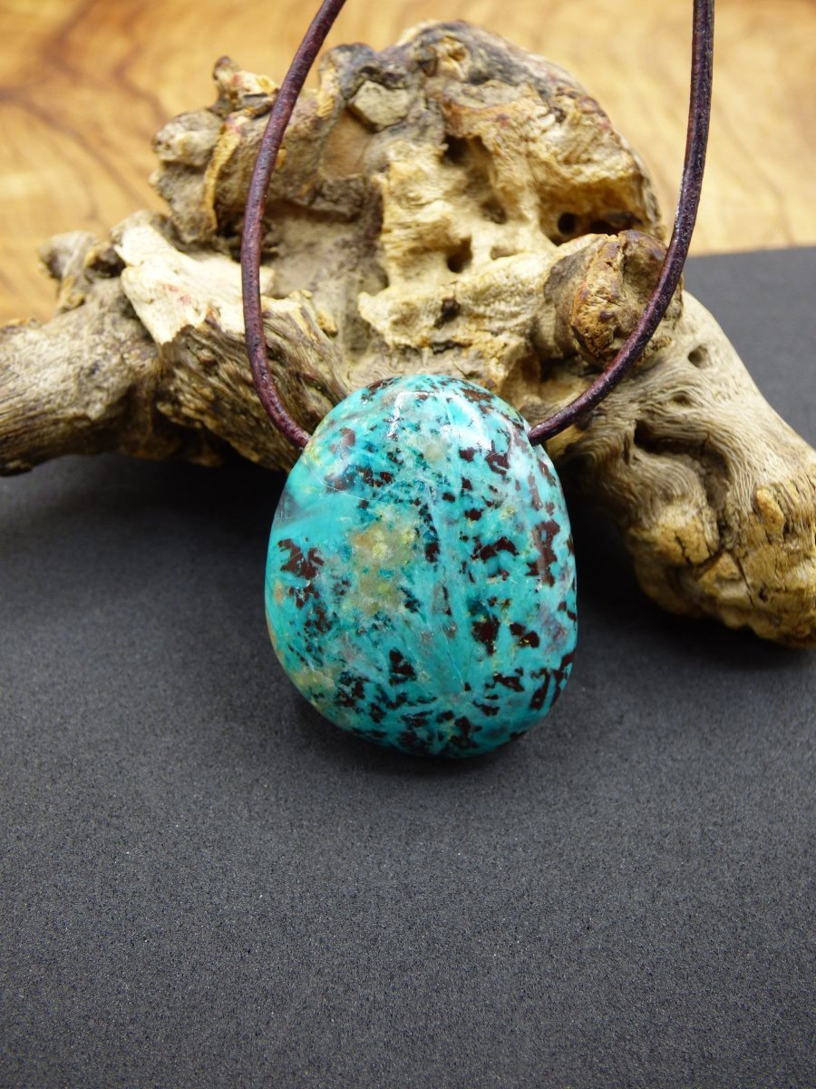 Chrysocoll Chrysokoll Chrysocolla Edelstein Kette blau Natur HIPPIE GOA Boho Ethno Heilstein Kristalle Schmuck Anhänger Mann Frau Geschenk - Art of Nature Berlin