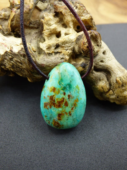 Chrysocoll Chrysokoll Chrysocolla Edelstein Kette blau Natur HIPPIE GOA Boho Ethno Heilstein Kristalle Schmuck Anhänger Mann Frau Geschenk - Art of Nature Berlin