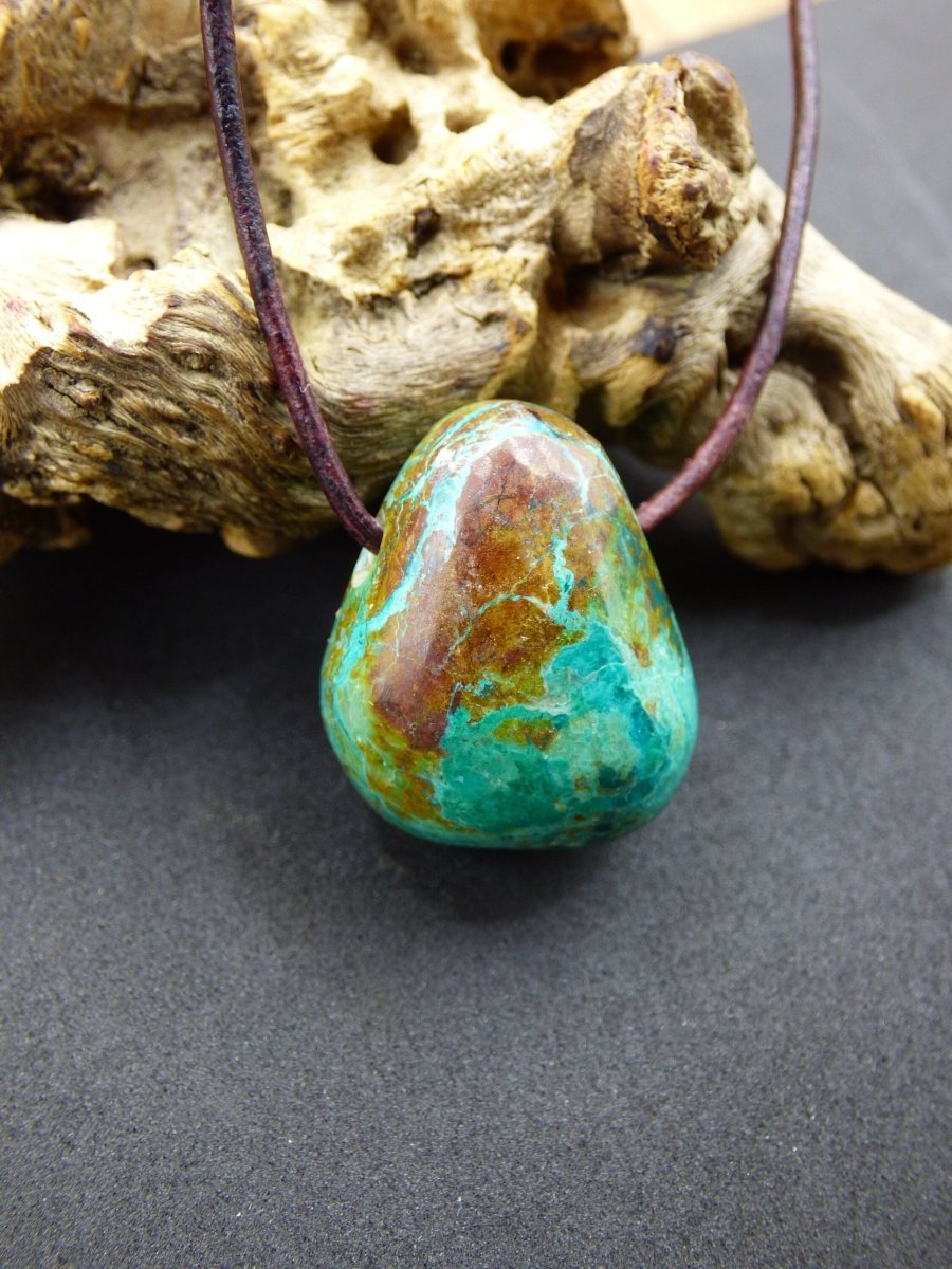 Chrysocoll Chrysokoll Chrysocolla Edelstein Kette blau Natur HIPPIE GOA Boho Ethno Heilstein Kristalle Schmuck Anhänger Mann Frau Geschenk - Art of Nature Berlin