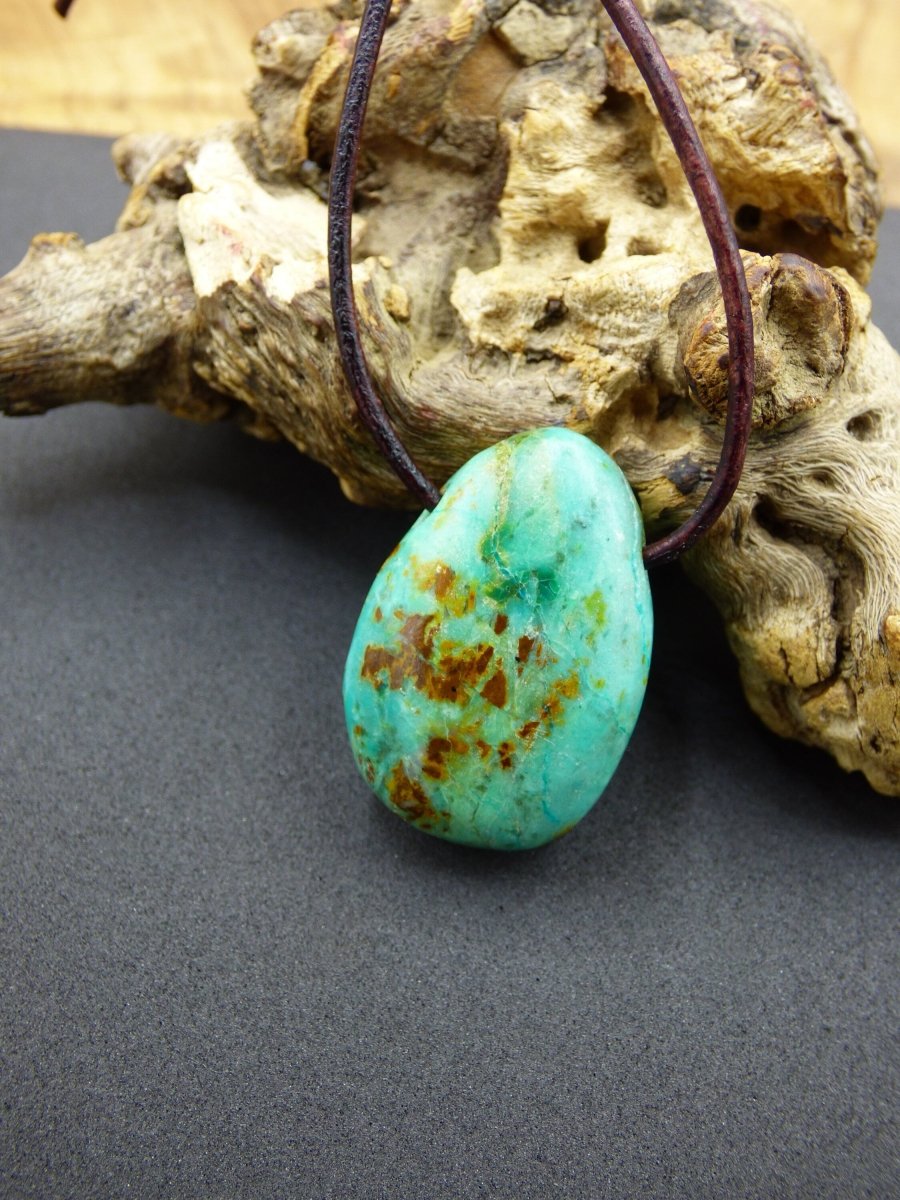 Chrysocoll Chrysokoll Chrysocolla Edelstein Kette blau Natur HIPPIE GOA Boho Ethno Heilstein Kristalle Schmuck Anhänger Mann Frau Geschenk - Art of Nature Berlin