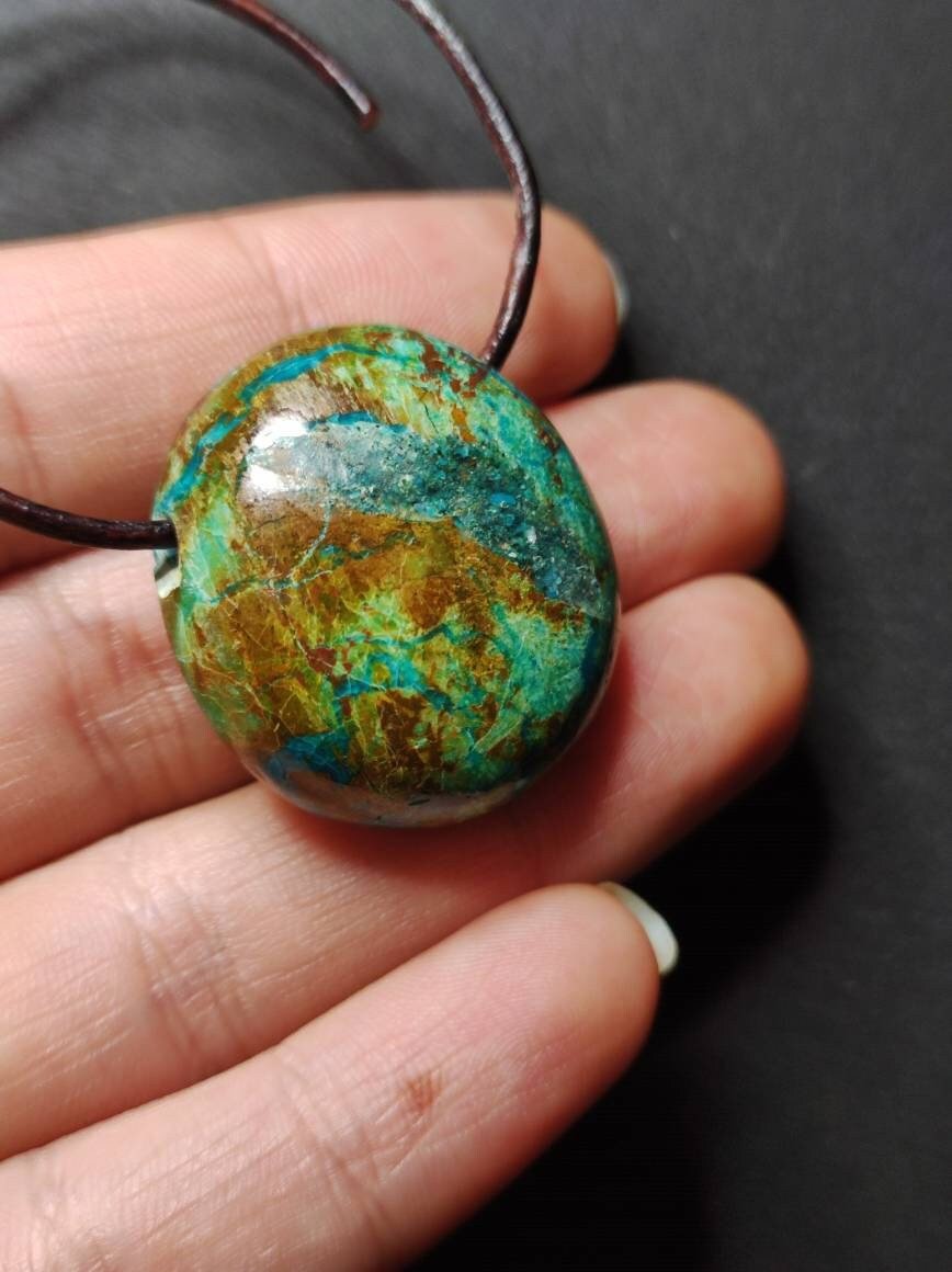 Chrysocoll Chrysokoll Chrysocolla ~ Edelstein Kette ~HIPPIE ~GOA ~Boho ~Ethno ~Nature ~Heilstein - Art of Nature Berlin