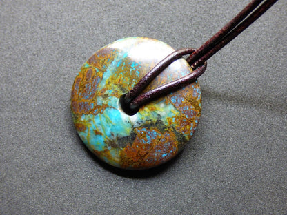 Chrysocoll Chrysokolla Schutzdonut 30mm~ Edelstein Kette ~HIPPIE ~GOA ~Boho ~Tibet ~Ethno ~Nature ~Donut ~Schutzsymbol ~Heilstein ~Rarität - Art of Nature Berlin