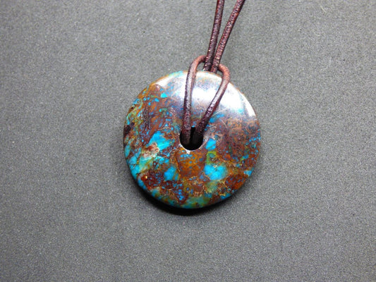 Chrysocoll Chrysokolla Schutzdonut 30mm~ Edelstein Kette ~HIPPIE ~GOA ~Boho ~Tibet ~Ethno ~Nature ~Donut ~Schutzsymbol ~Heilstein ~Rarität - Art of Nature Berlin