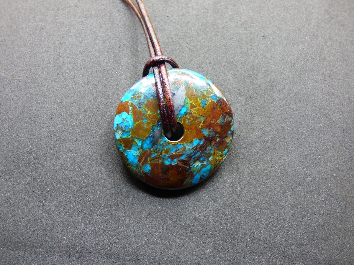 Chrysocoll Chrysokolla Schutzdonut 30mm~ Edelstein Kette ~HIPPIE ~GOA ~Boho ~Tibet ~Ethno ~Nature ~Donut ~Schutzsymbol ~Heilstein ~Rarität - Art of Nature Berlin